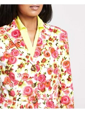 Ann Taylor Floral Blazer in Pink and Coral